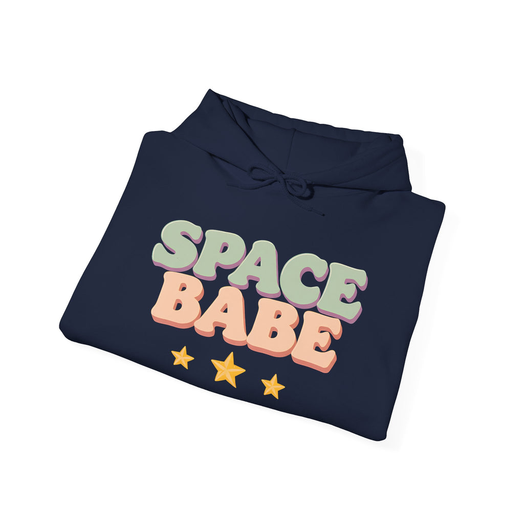 Space Babe Hoodie — Retro Pastel Graphic Hooded Sweatshirt