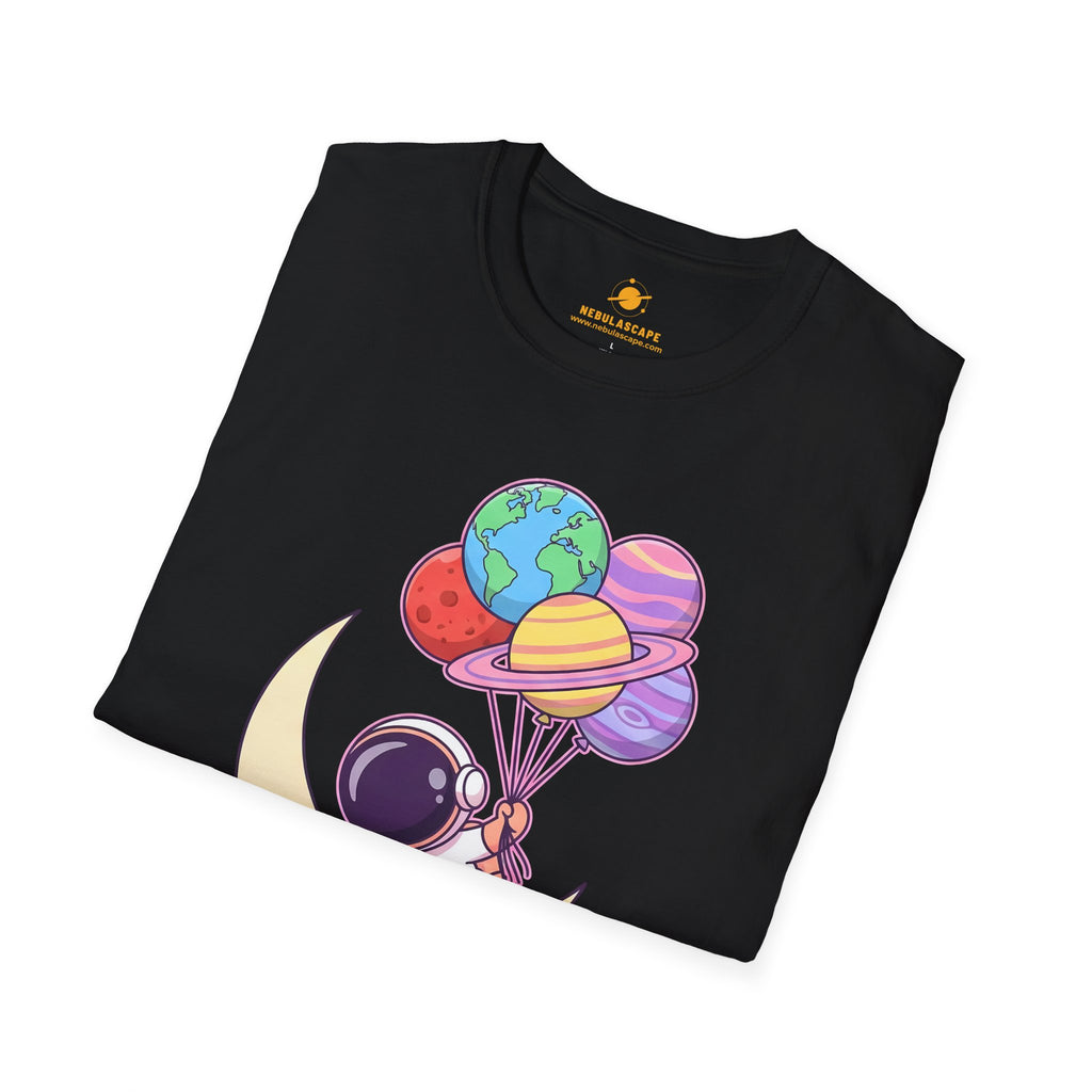 Flying to the Moon T-Shirt — Cute Astronaut Balloon Graphic Tee