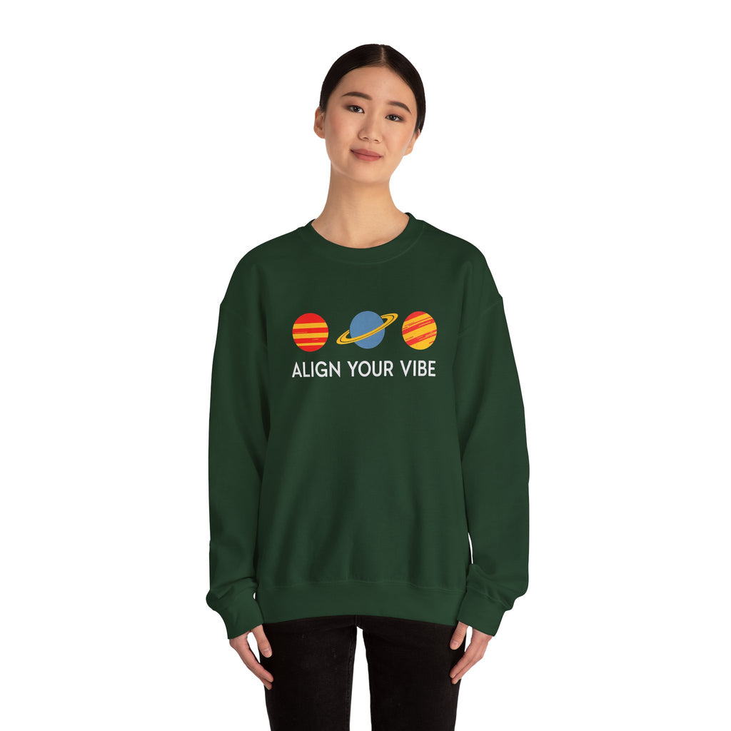 Align Your Vibe Crewneck Sweatshirt — Retro Planets Graphic