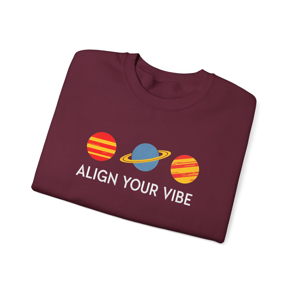 Align Your Vibe Crewneck Sweatshirt — Retro Planets Graphic