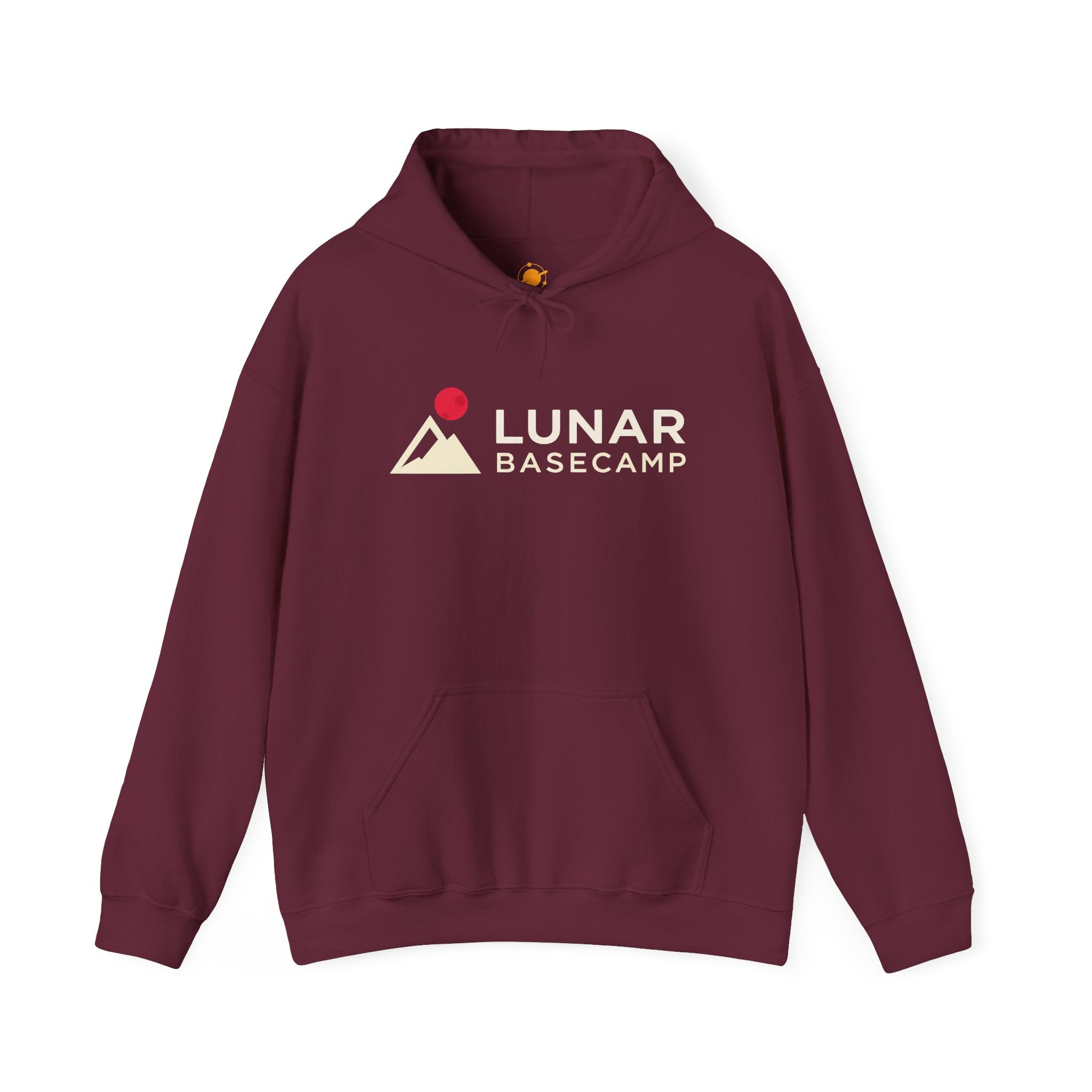Lunar Basecamp Hoodie — Minimal Space Logo Astronaut Sweatshirt