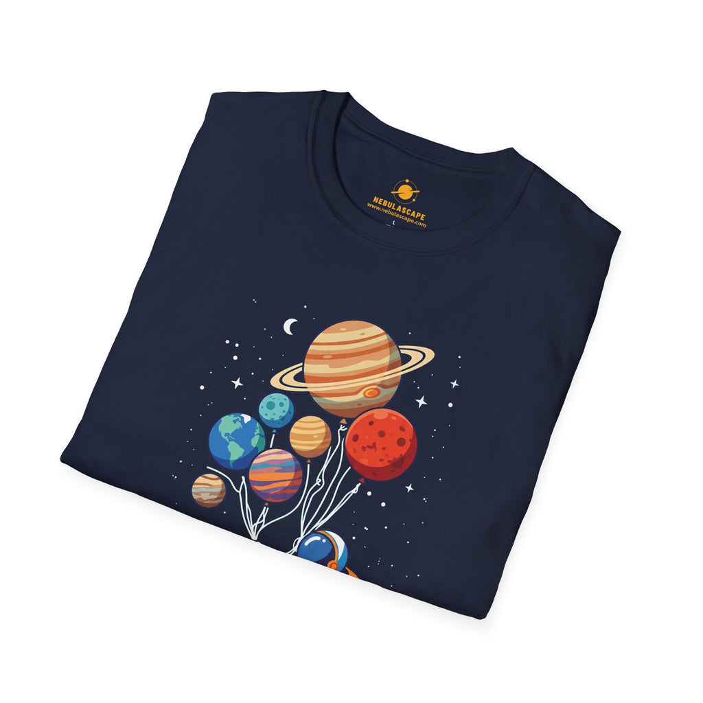 Astronaut Flying With Planet Balloons T-Shirt