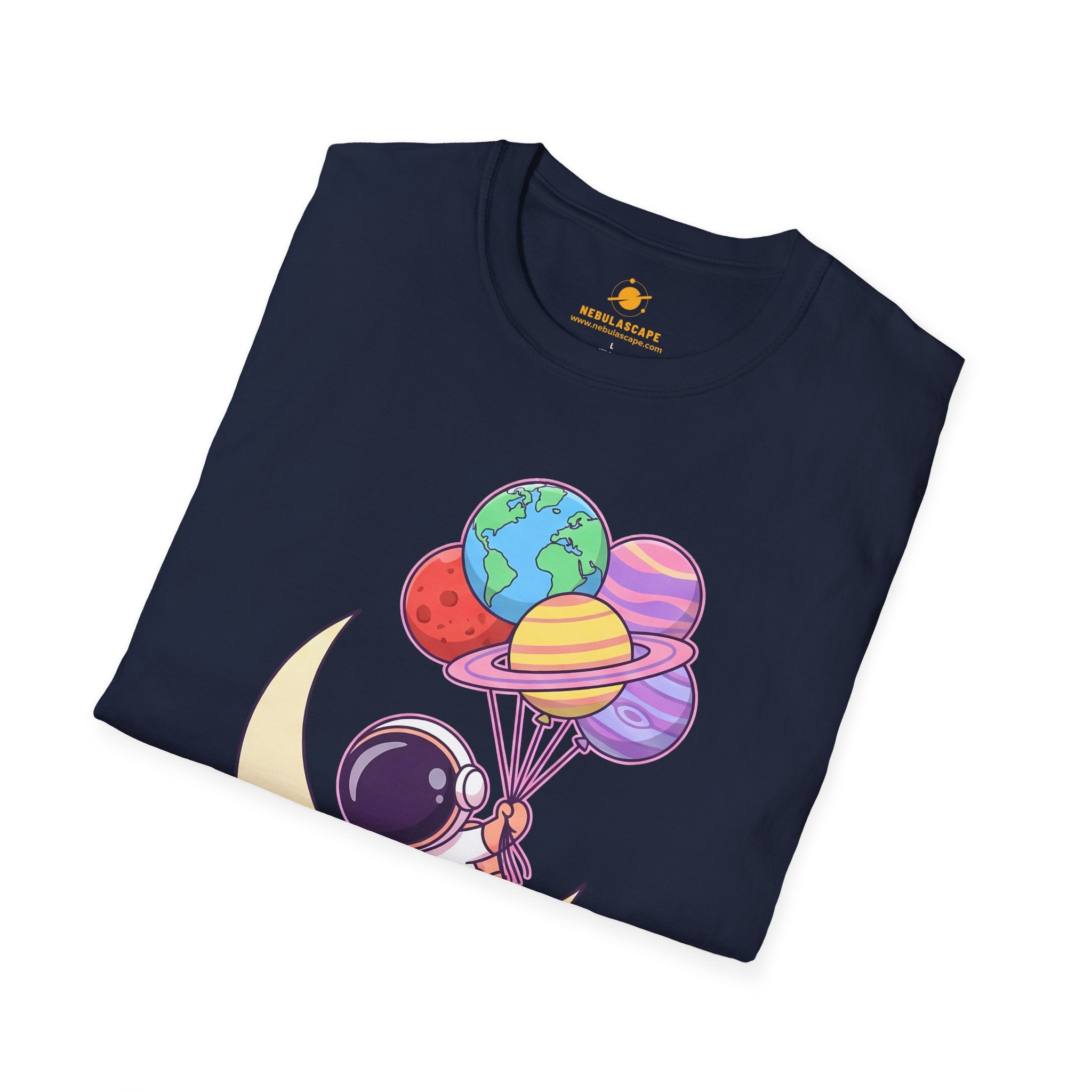 Flying to the Moon T-Shirt — Cute Astronaut Balloon Graphic Tee