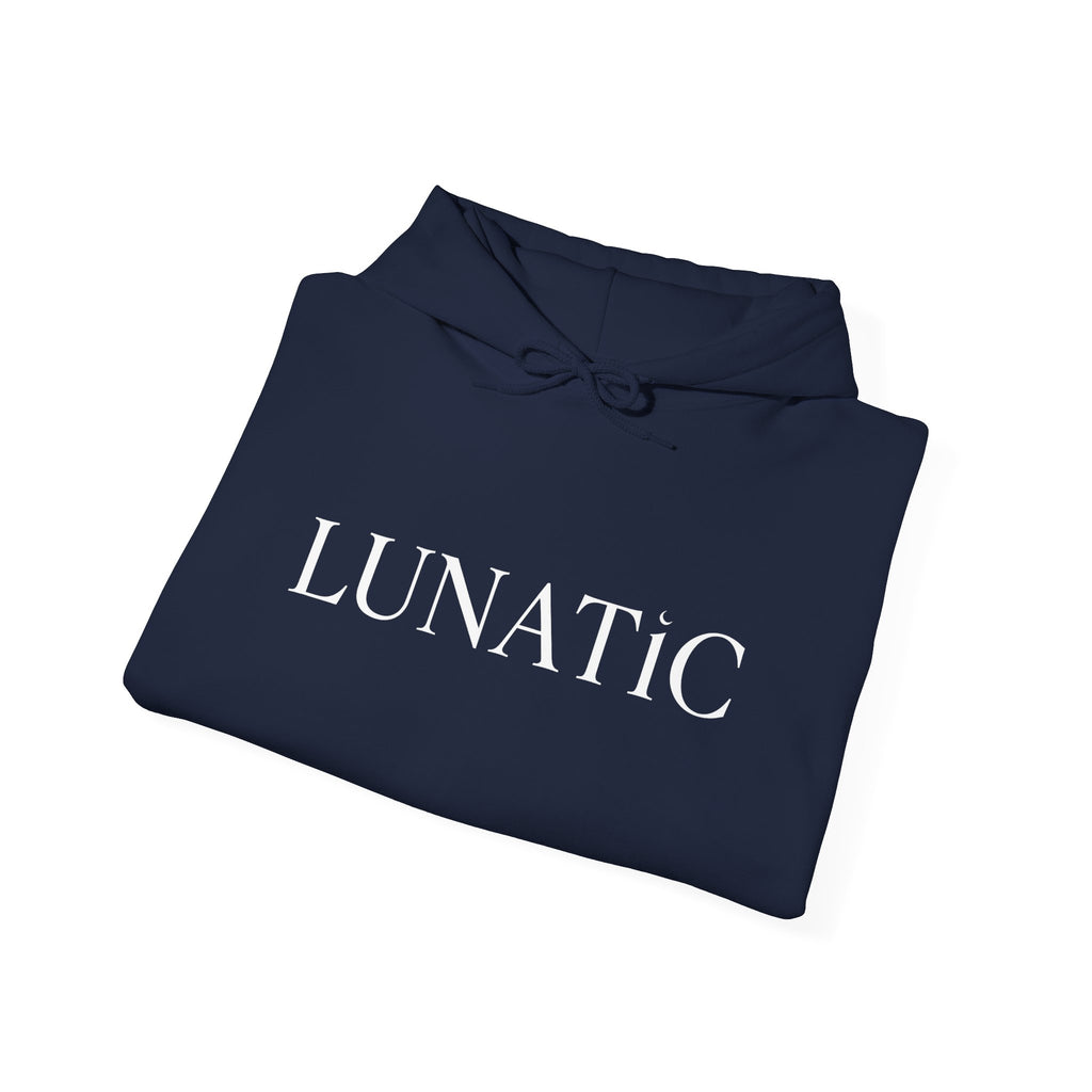 Lunatic Graphic Hoodie — Gothic Moonlit Text Pullover
