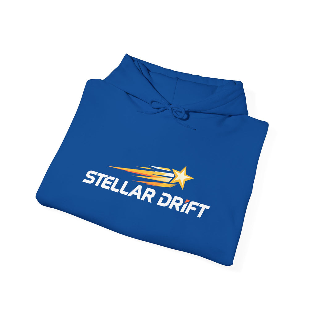 Stellar Drift Hoodie — Retro Space Racing Logo Pullover