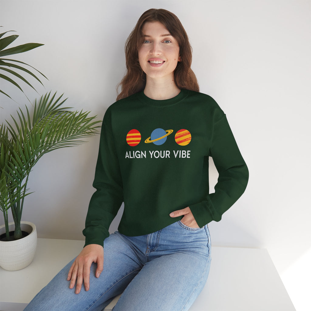 Align Your Vibe Crewneck Sweatshirt — Retro Planets Graphic