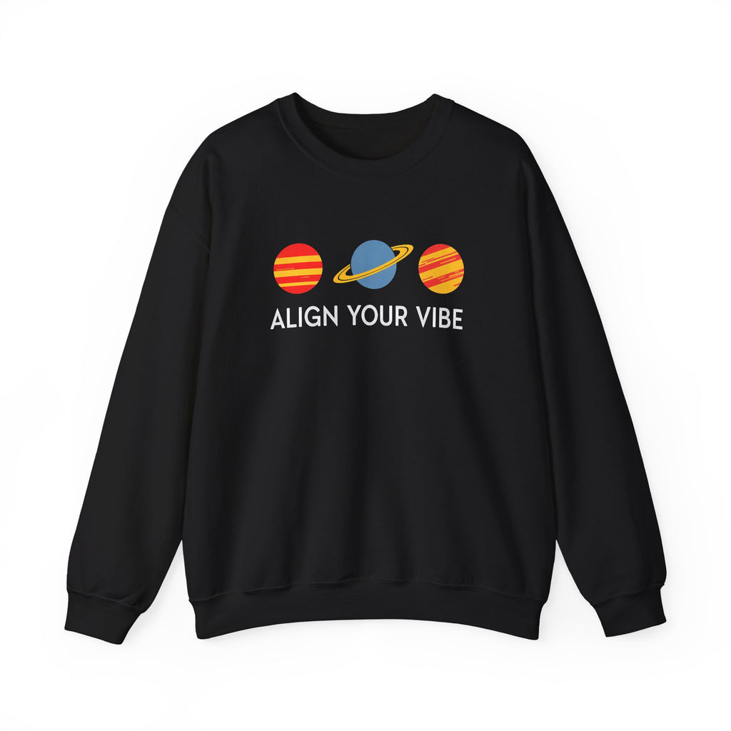 Align Your Vibe Crewneck Sweatshirt — Retro Planets Graphic