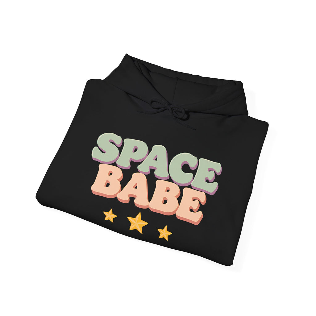 Space Babe Hoodie — Retro Pastel Graphic Hooded Sweatshirt