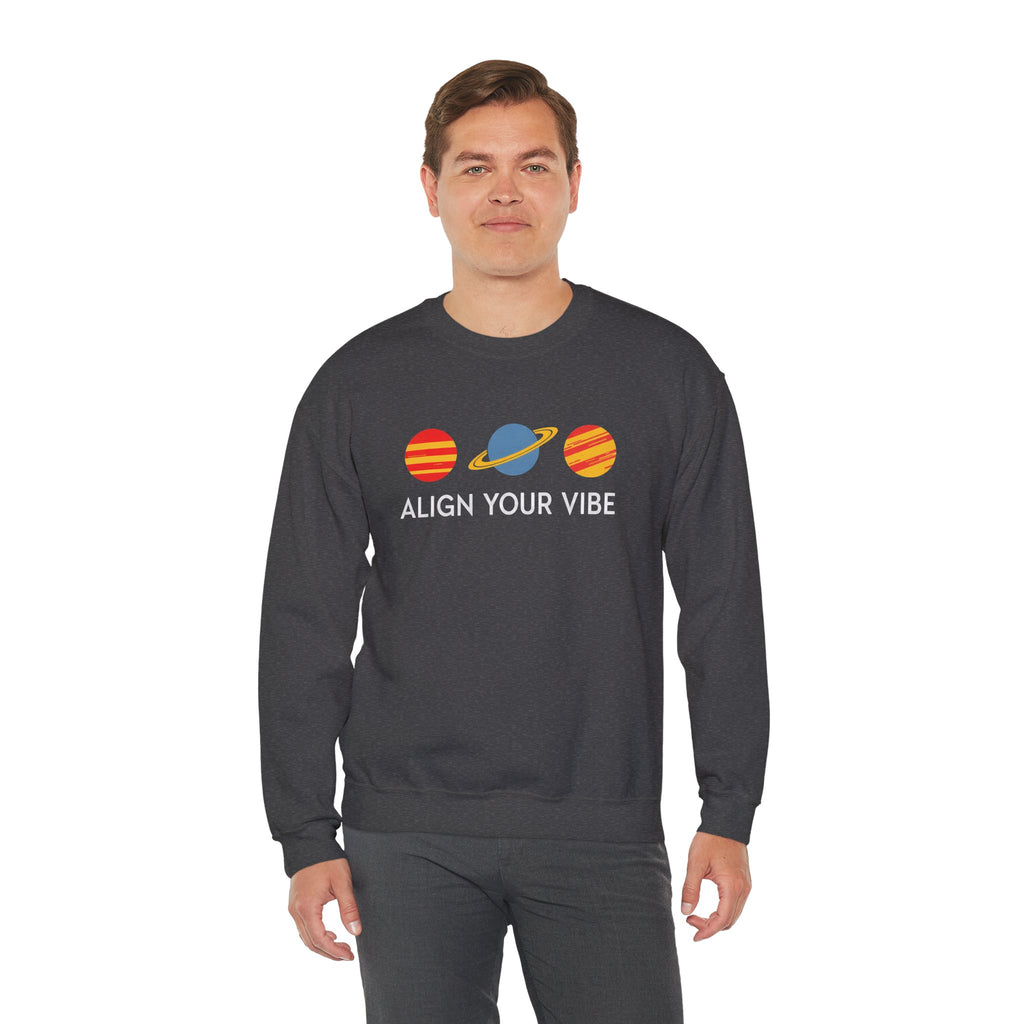 Align Your Vibe Crewneck Sweatshirt — Retro Planets Graphic