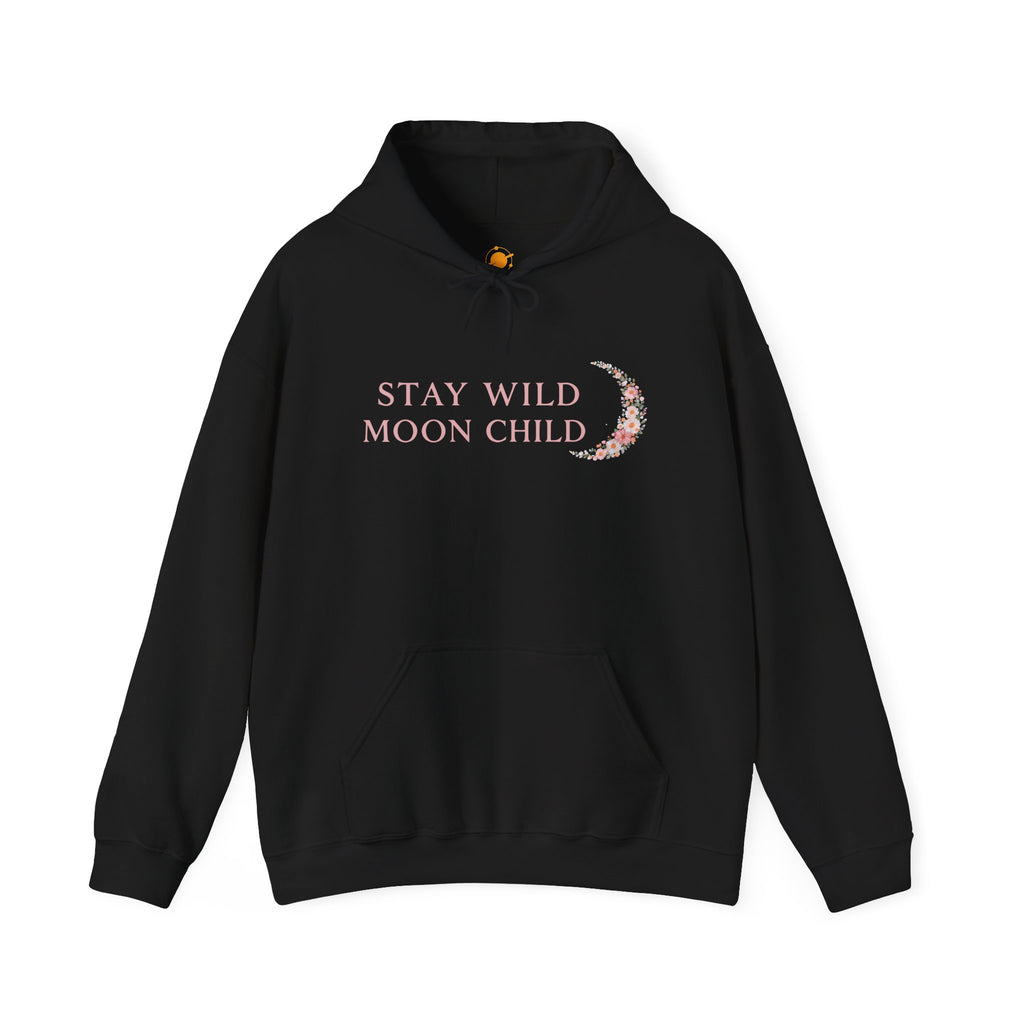 Moon Child Hoodie — "Stay Wild Moon Child" Pastel Crescent Moon Graphic