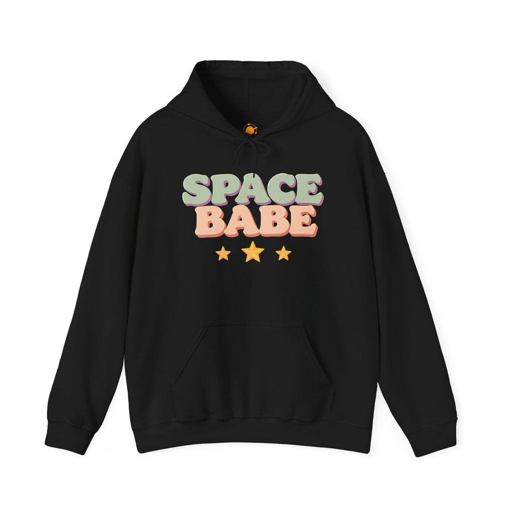 Space Babe Hoodie — Retro Pastel Graphic Hooded Sweatshirt