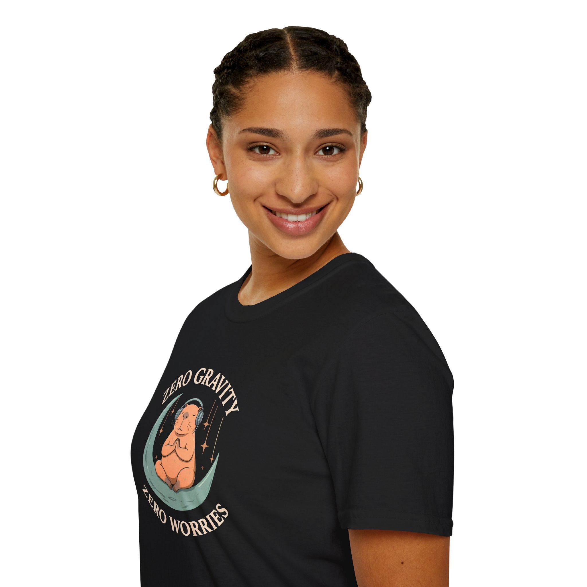 Zero Gravity, Zero Worries Meditating T-Shirt