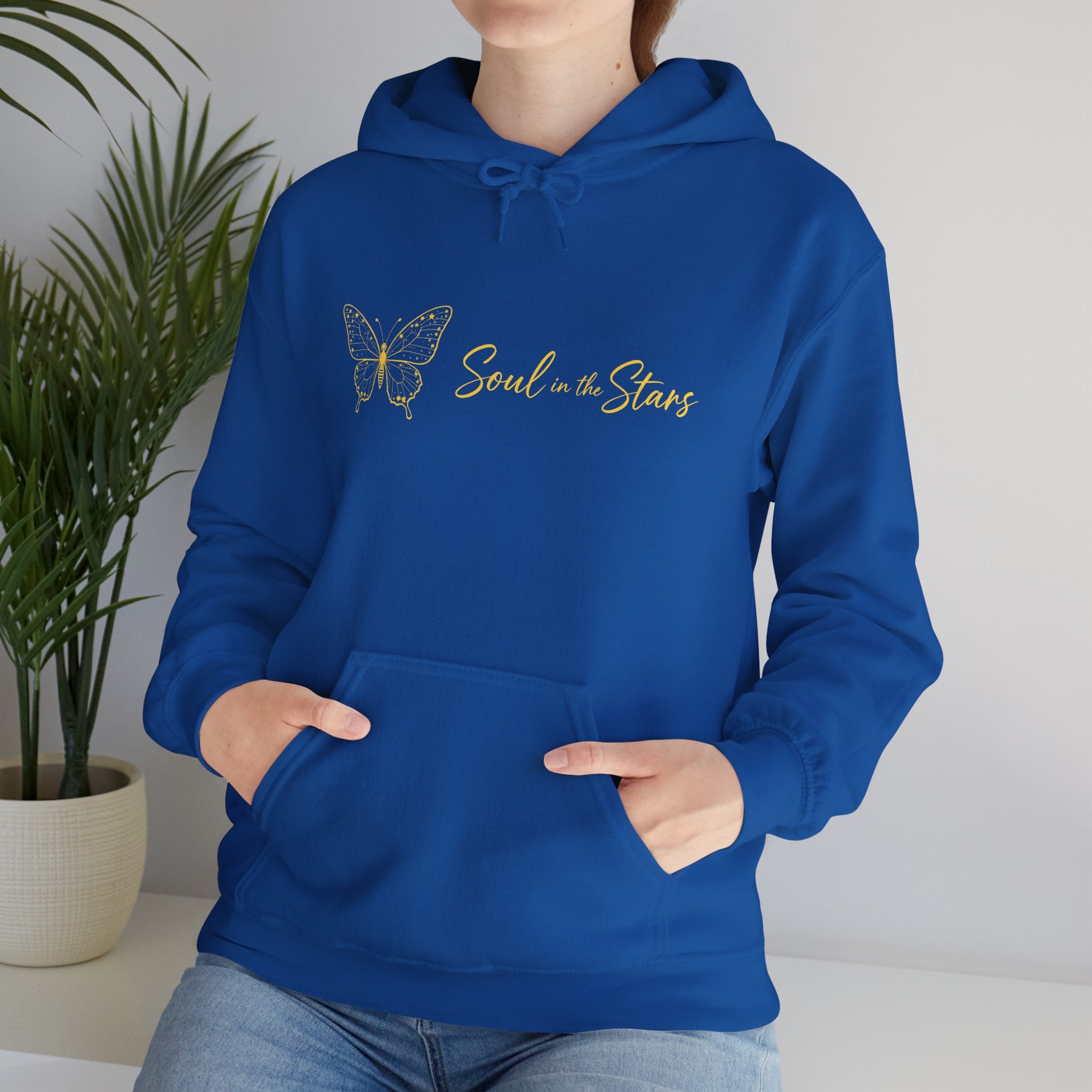 Soul in the Stars Hoodie — Gold Butterfly Spiritual Graphic Hoodie