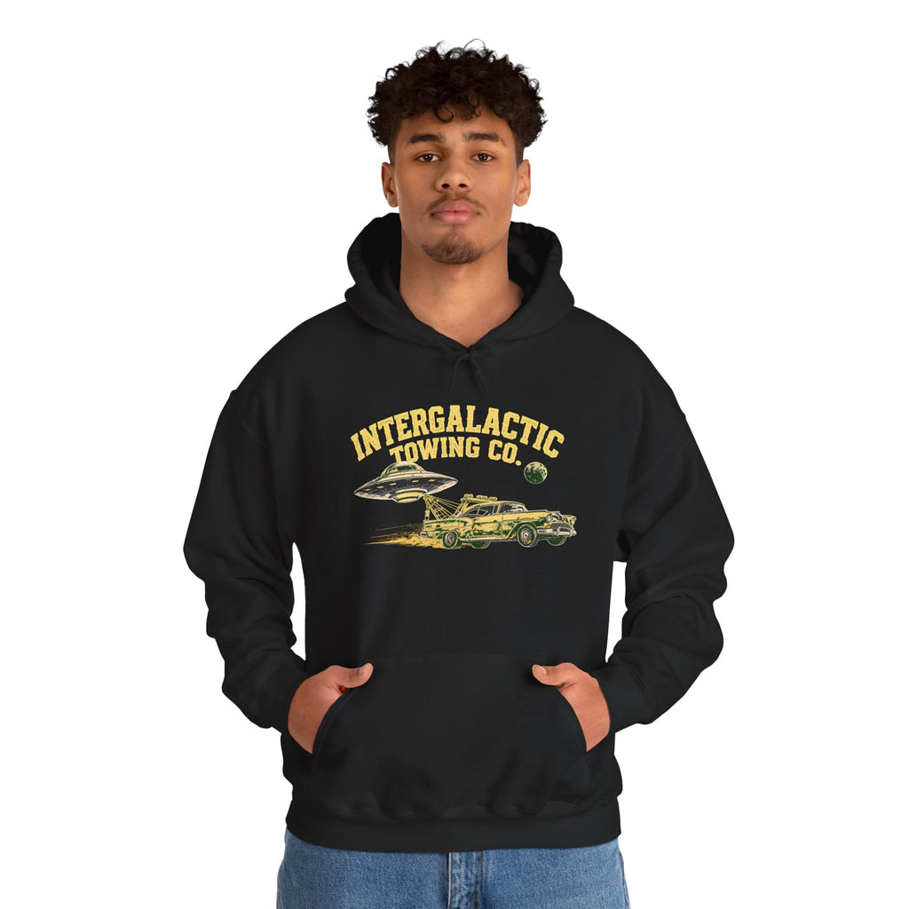 Intergalactic Towing Co. Hoodie – Retro Space Tow Truck Sweatshirt