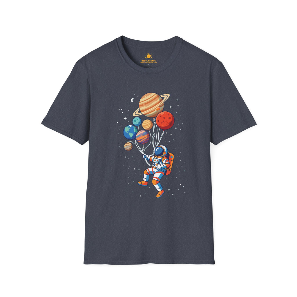 Astronaut Flying With Planet Balloons T-Shirt