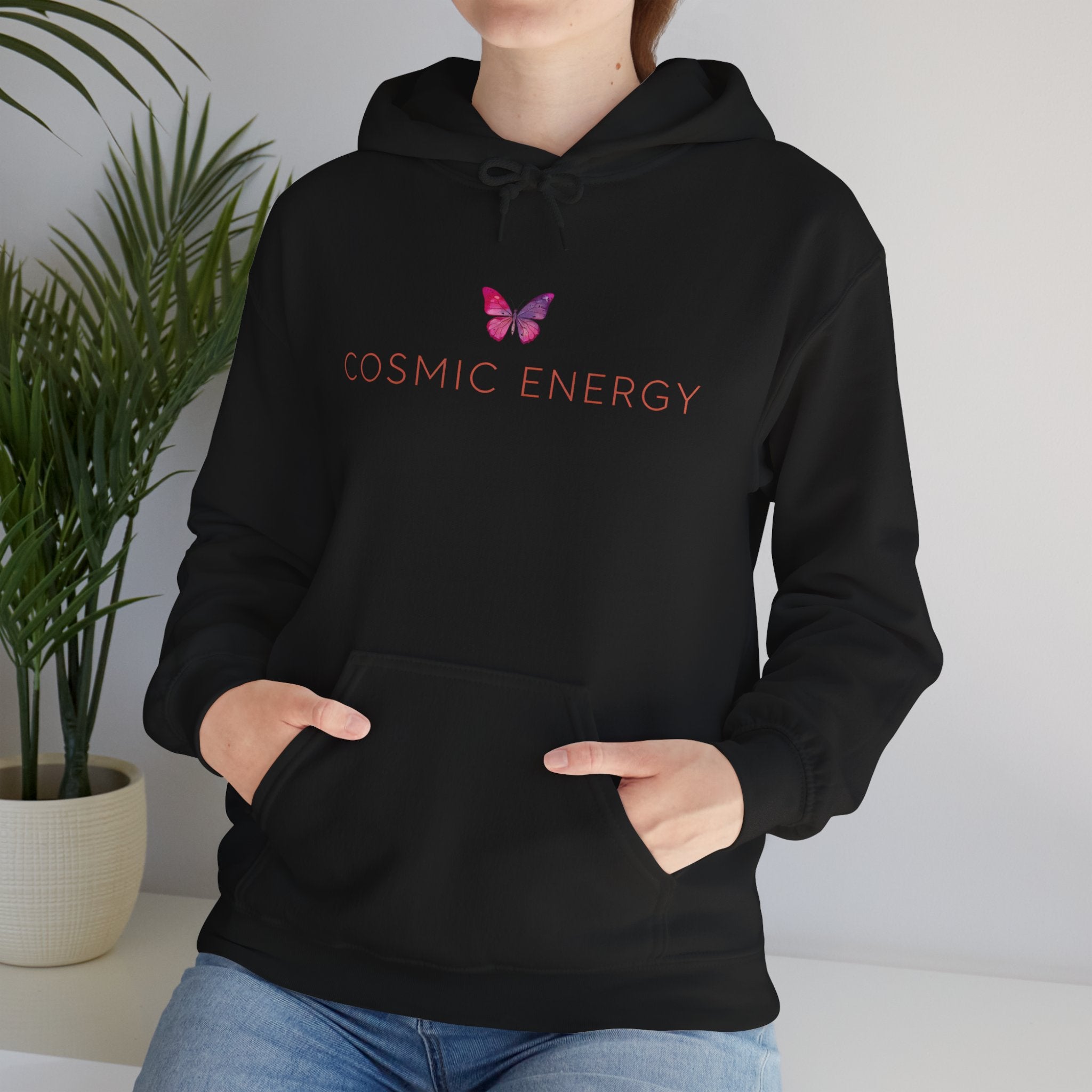 Cosmic Energy Hoodie — Pink Butterfly Spiritual Graphic Hoodie