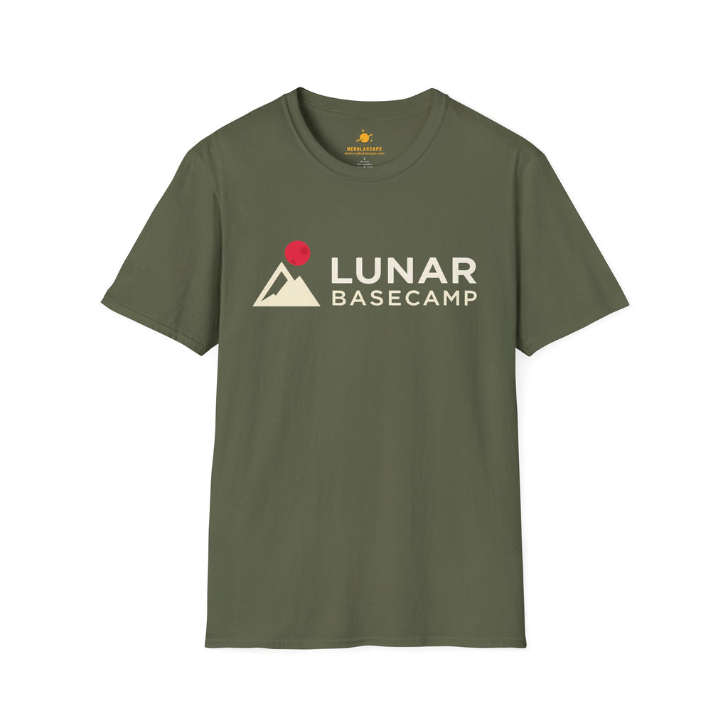 Lunar Basecamp T-Shirt — Retro Moon Mountain Logo Tee