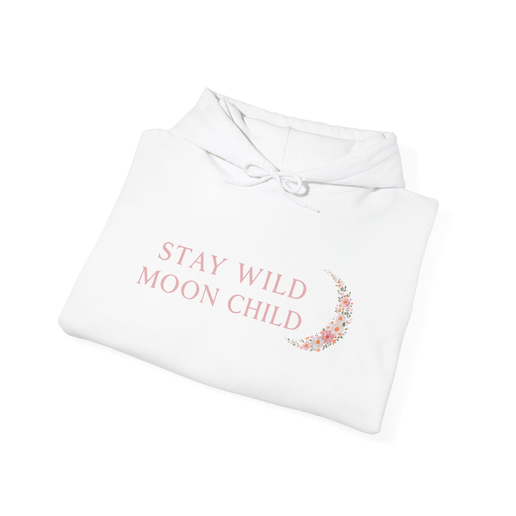 Moon Child Hoodie — "Stay Wild Moon Child" Pastel Crescent Moon Graphic