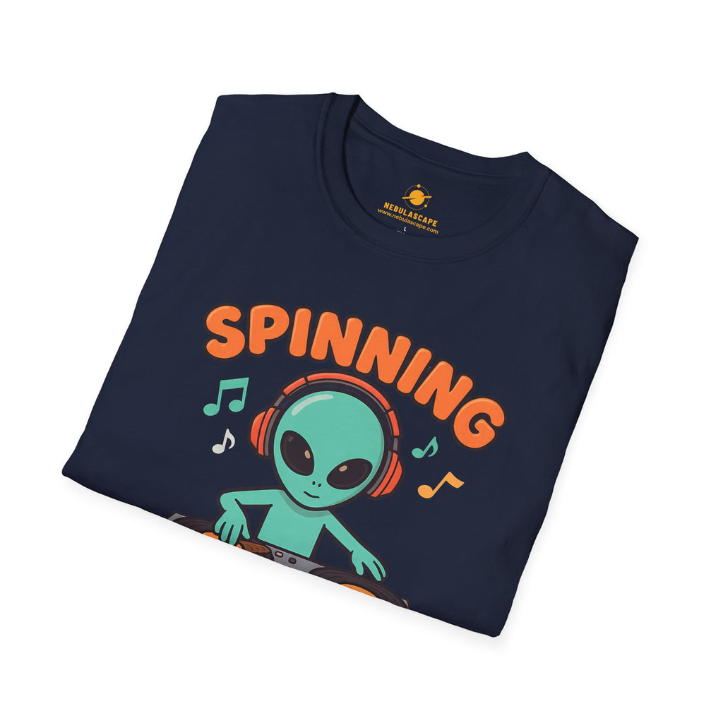 Spinning the Galaxy Alien DJ T-Shirt — Cute DJ Alien Graphic Tee