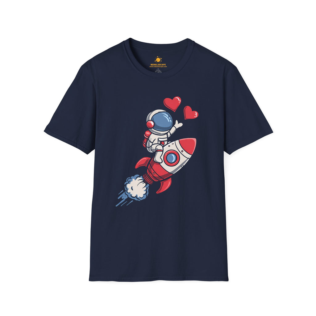 Astronaut Rocket T‑Shirt — Cute Space Lover Tee with Hearts
