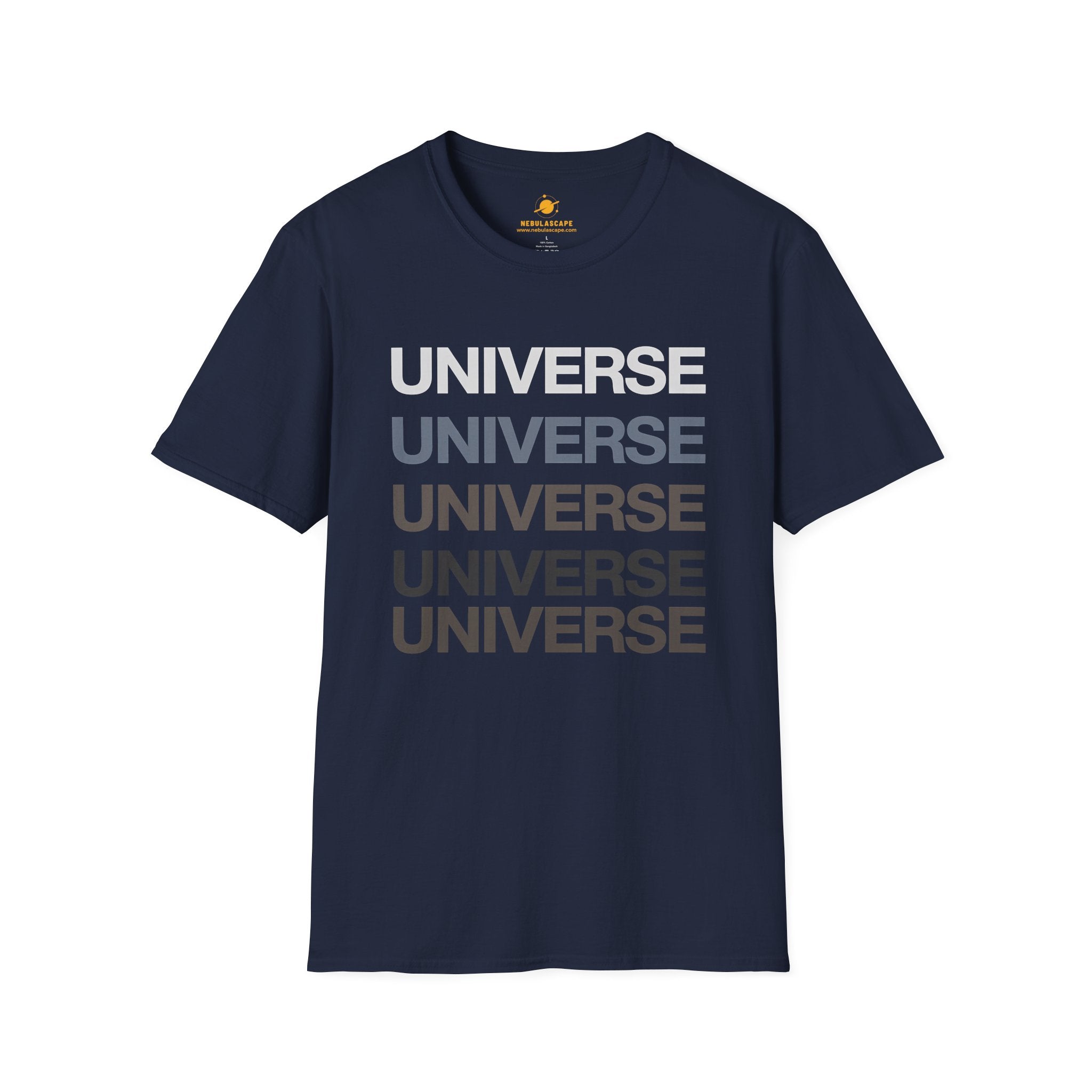 Universe Repeat Graphic T-Shirt — Minimalist Space Typography Tee