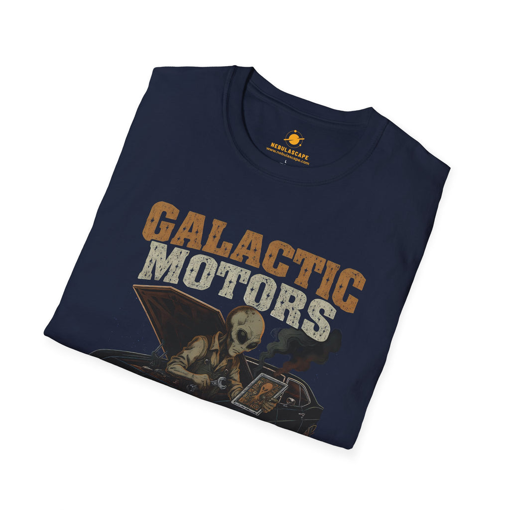T‑Shirt — Galactic Motors: 'Earth Junk' Alien Mechanic Retro Graphic Tee