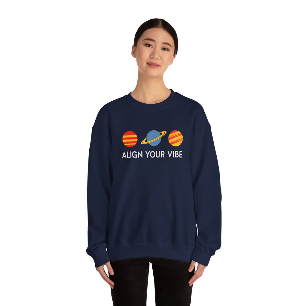 Align Your Vibe Crewneck Sweatshirt — Retro Planets Graphic