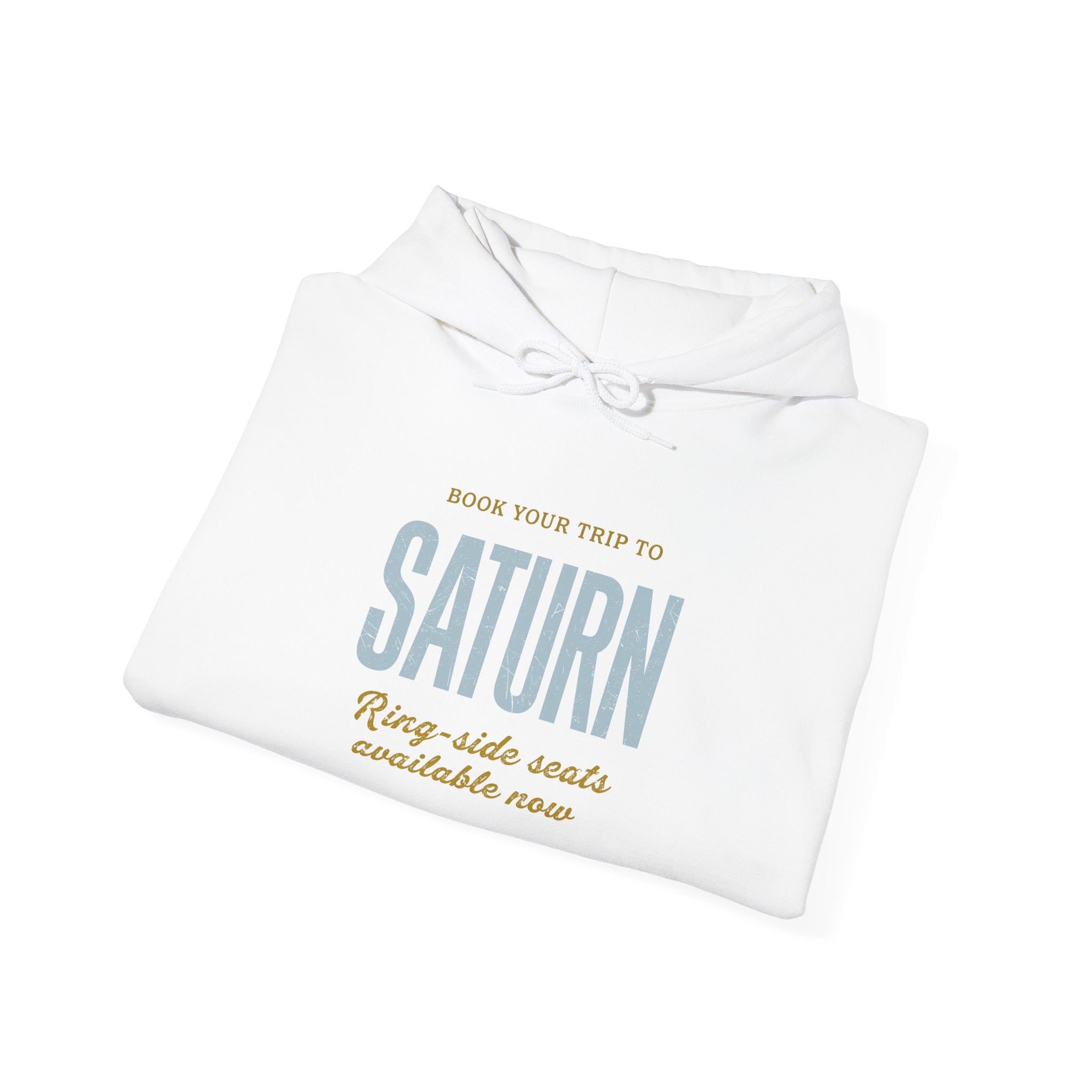 Saturn Travel Hoodie — 'Book Your Trip to SATURN' Vintage Space Sweatshirt
