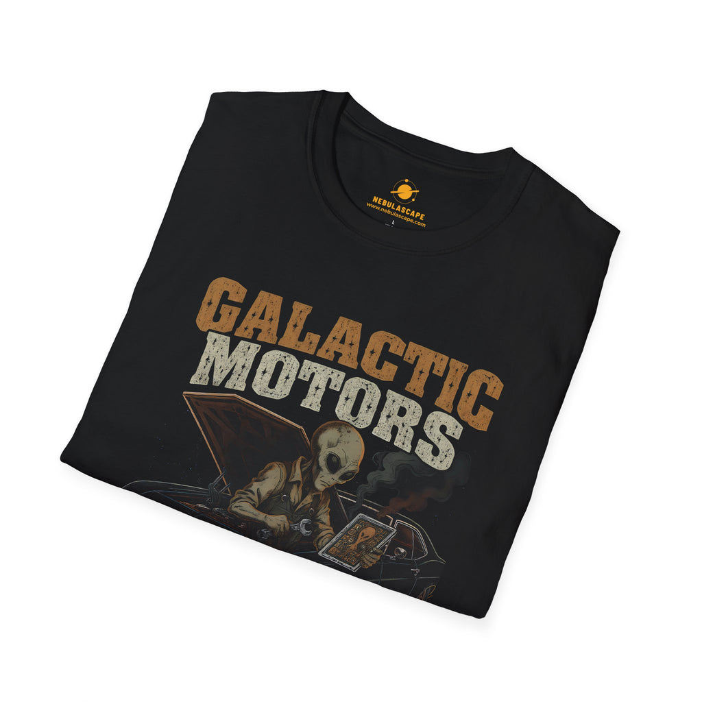 T‑Shirt — Galactic Motors: 'Earth Junk' Alien Mechanic Retro Graphic Tee