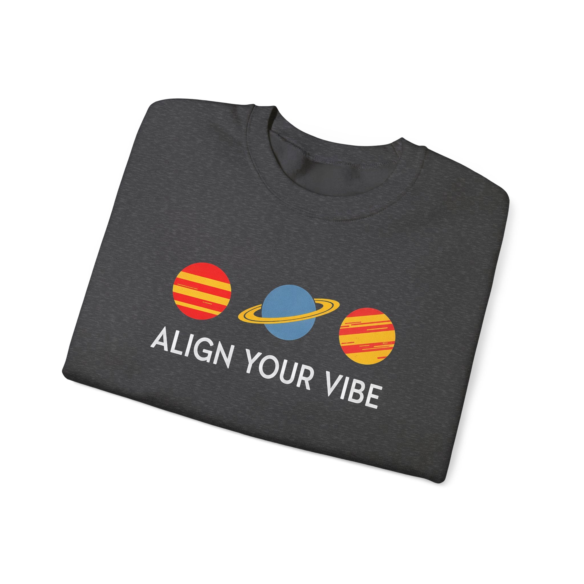 Align Your Vibe Crewneck Sweatshirt — Retro Planets Graphic