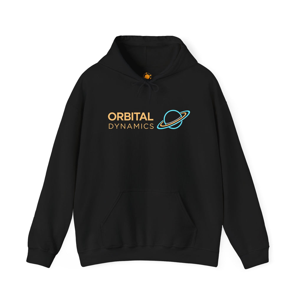 Orbital Dynamics Hoodie — Retro Planet Logo Space Sweatshirt