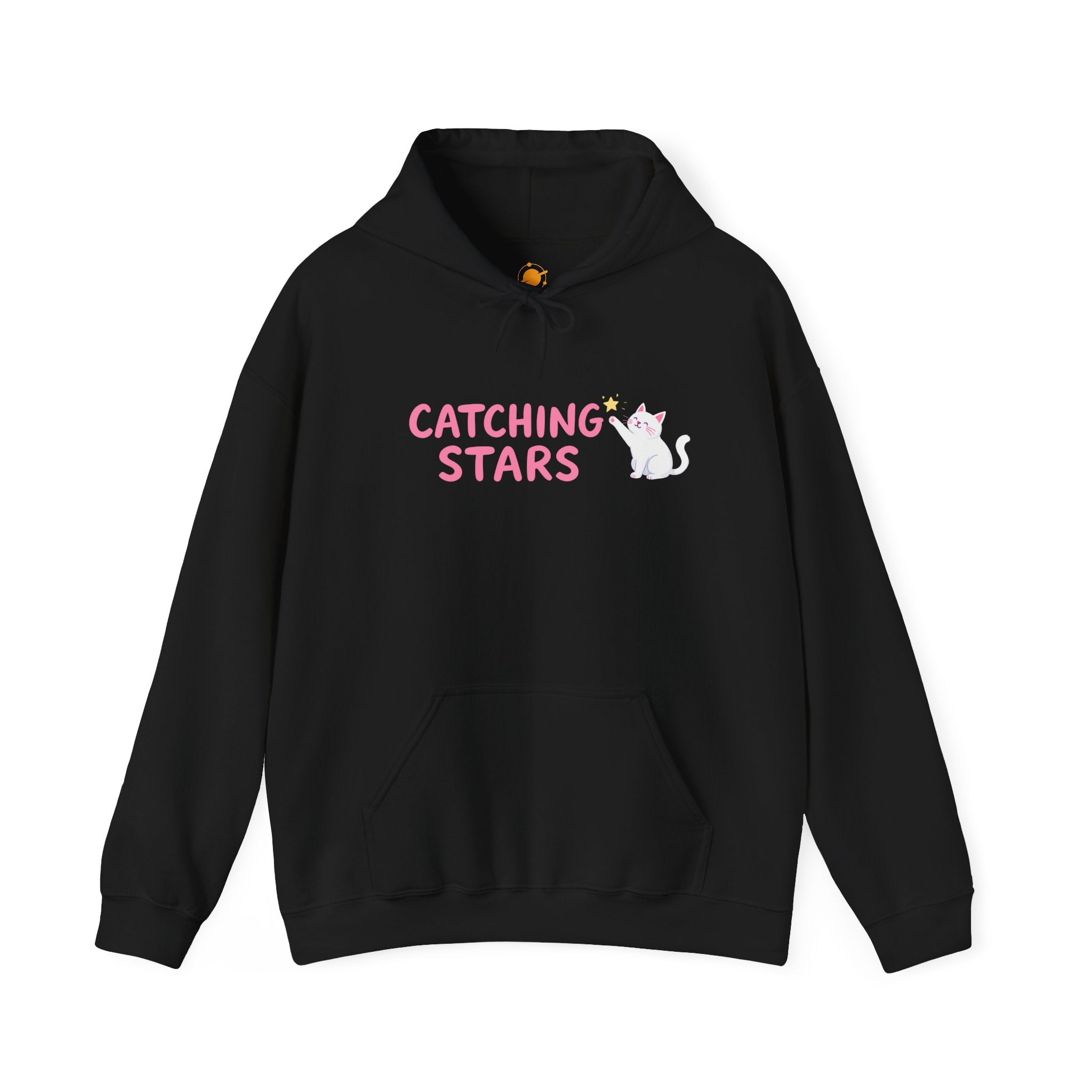 Catching Stars Cat Hoodie – Cute Pink Graphic Cat & Star Sweatshirt