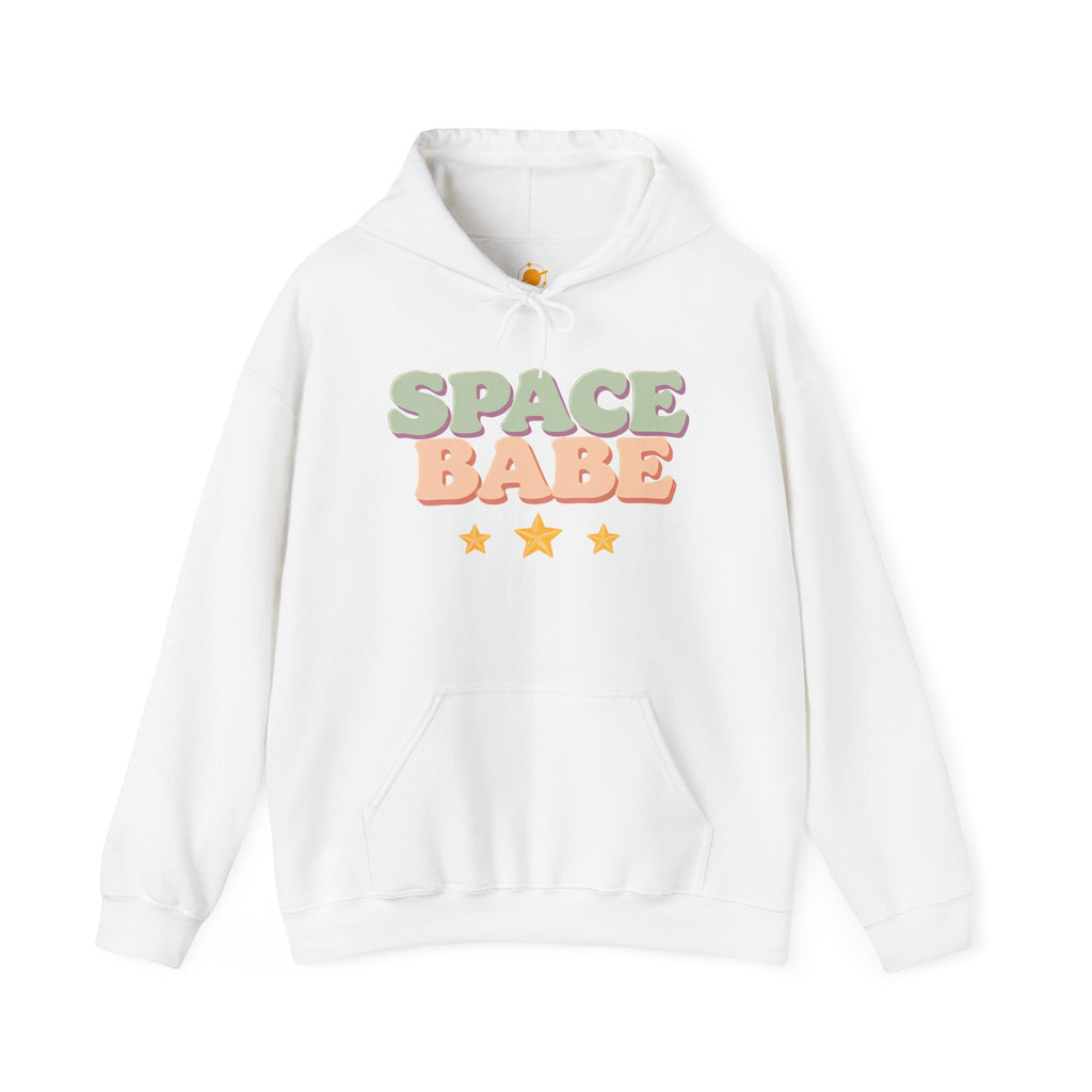 Space Babe Hoodie — Retro Pastel Graphic Hooded Sweatshirt