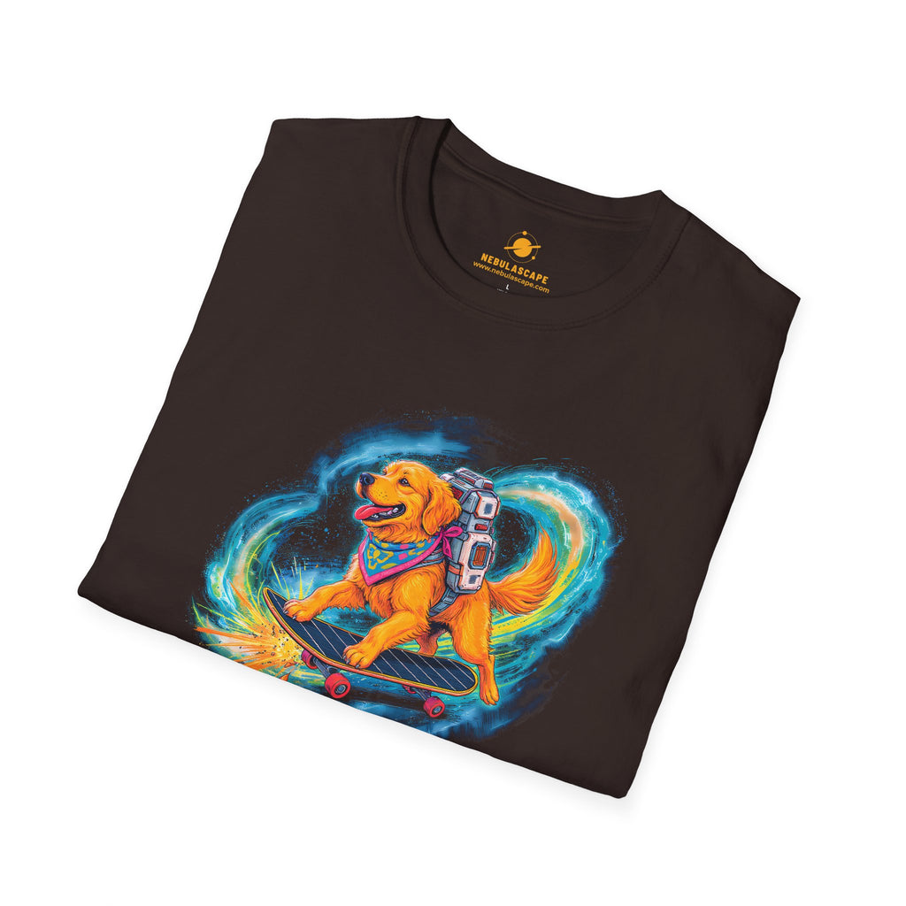 Cosmic Good Boy - Dog Skateboarding in Space T-Shirt