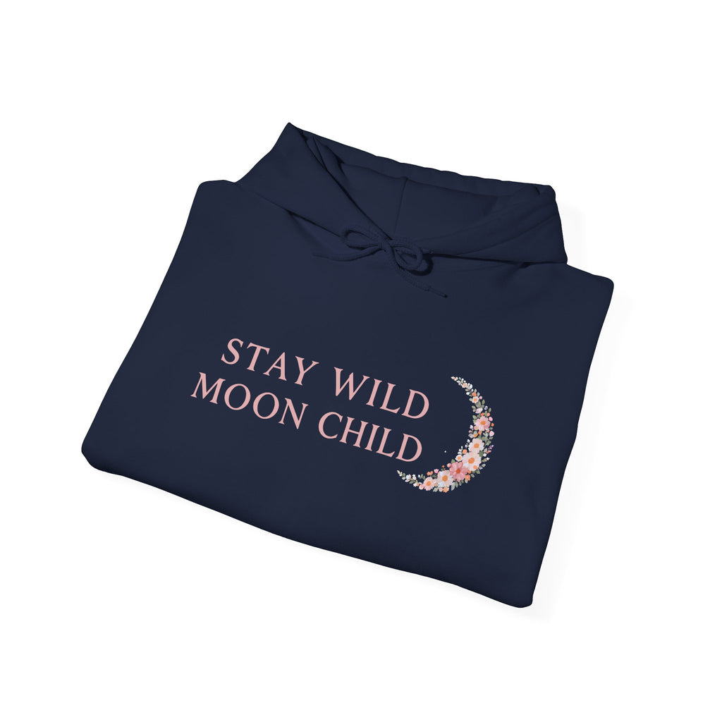 Moon Child Hoodie — "Stay Wild Moon Child" Pastel Crescent Moon Graphic