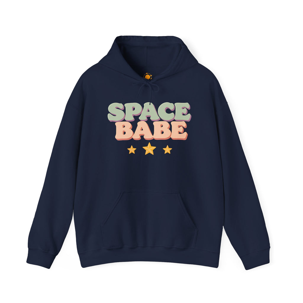 Space Babe Hoodie — Retro Pastel Graphic Hooded Sweatshirt