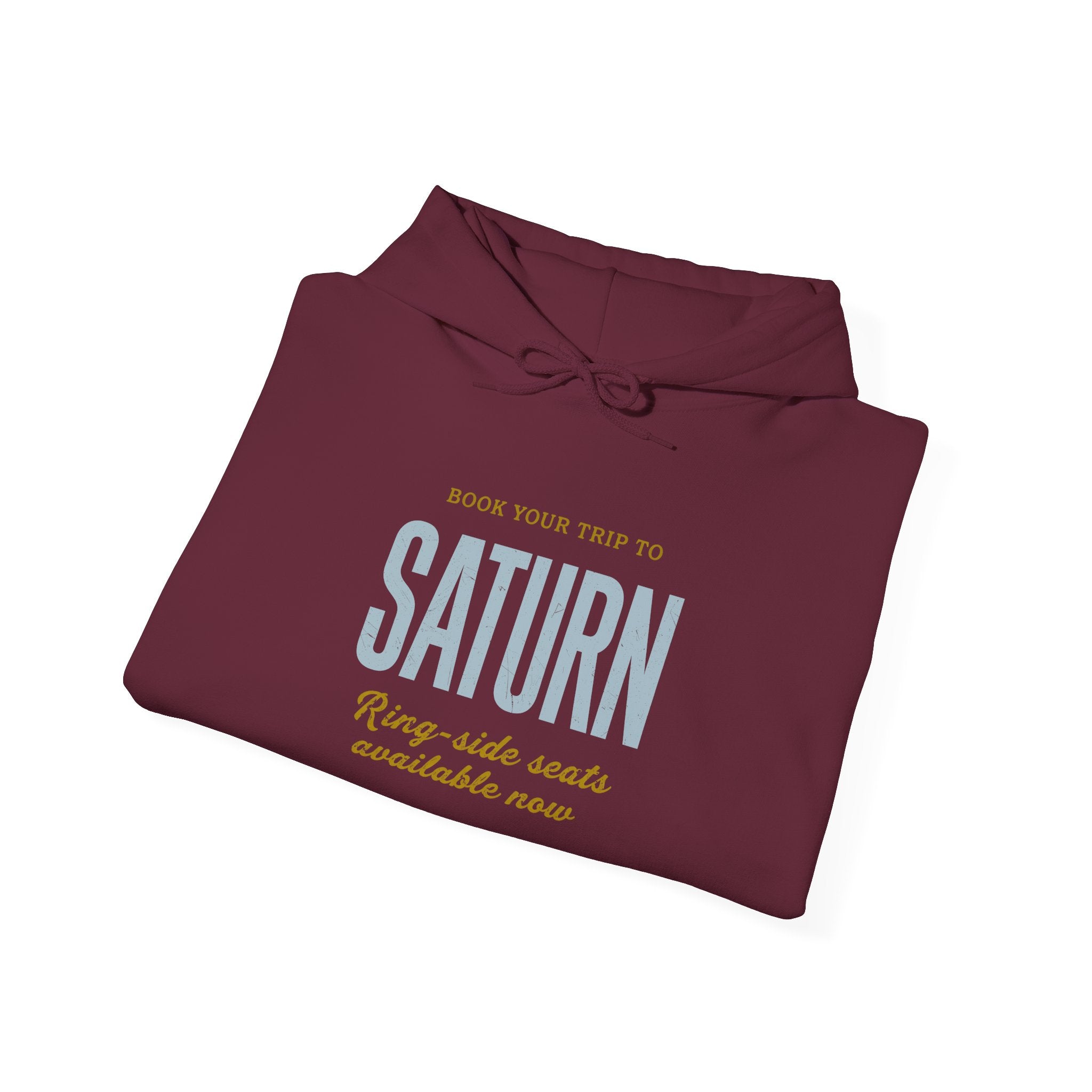 Saturn Travel Hoodie — 'Book Your Trip to SATURN' Vintage Space Sweatshirt