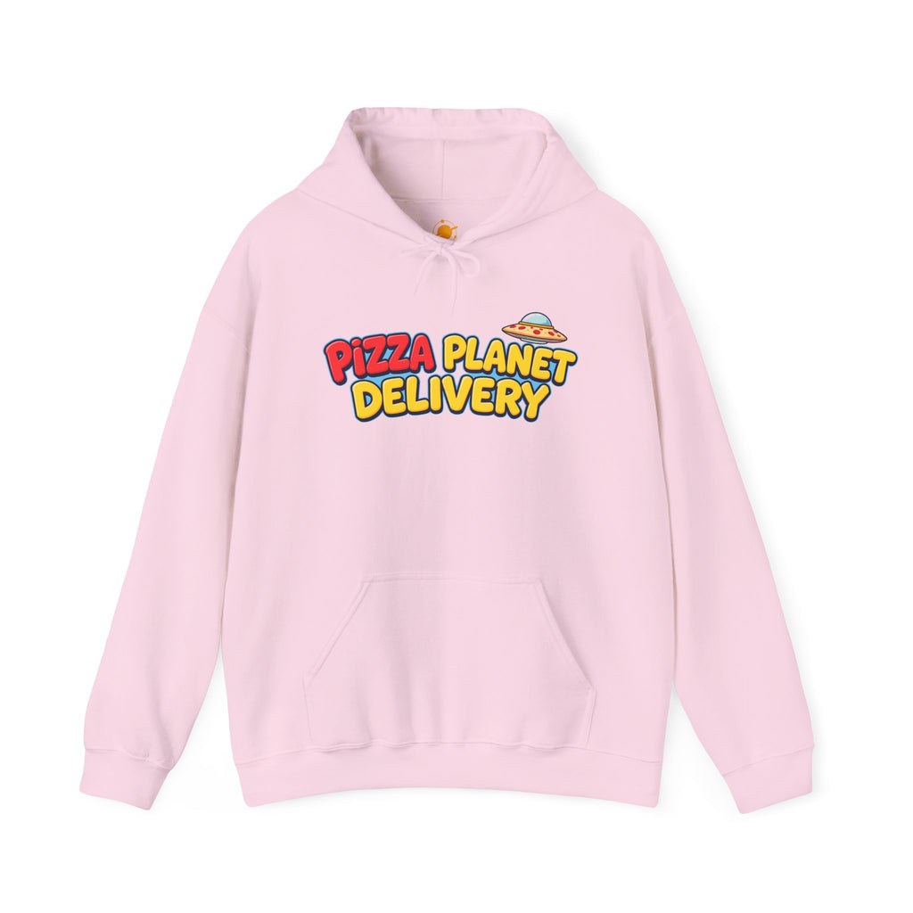 Pizza Planet Delivery Hoodie — Retro Cartoon Space Pizza Logo Pullover