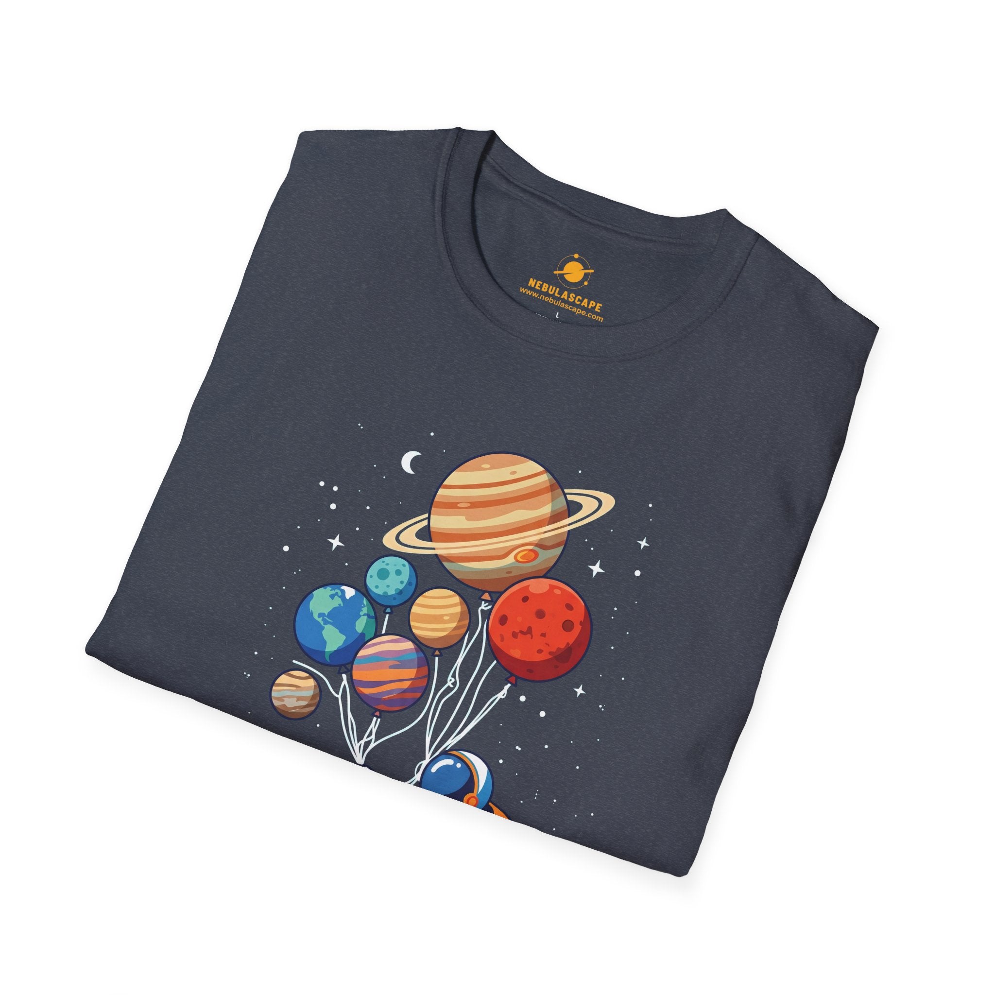 Astronaut Flying With Planet Balloons T-Shirt