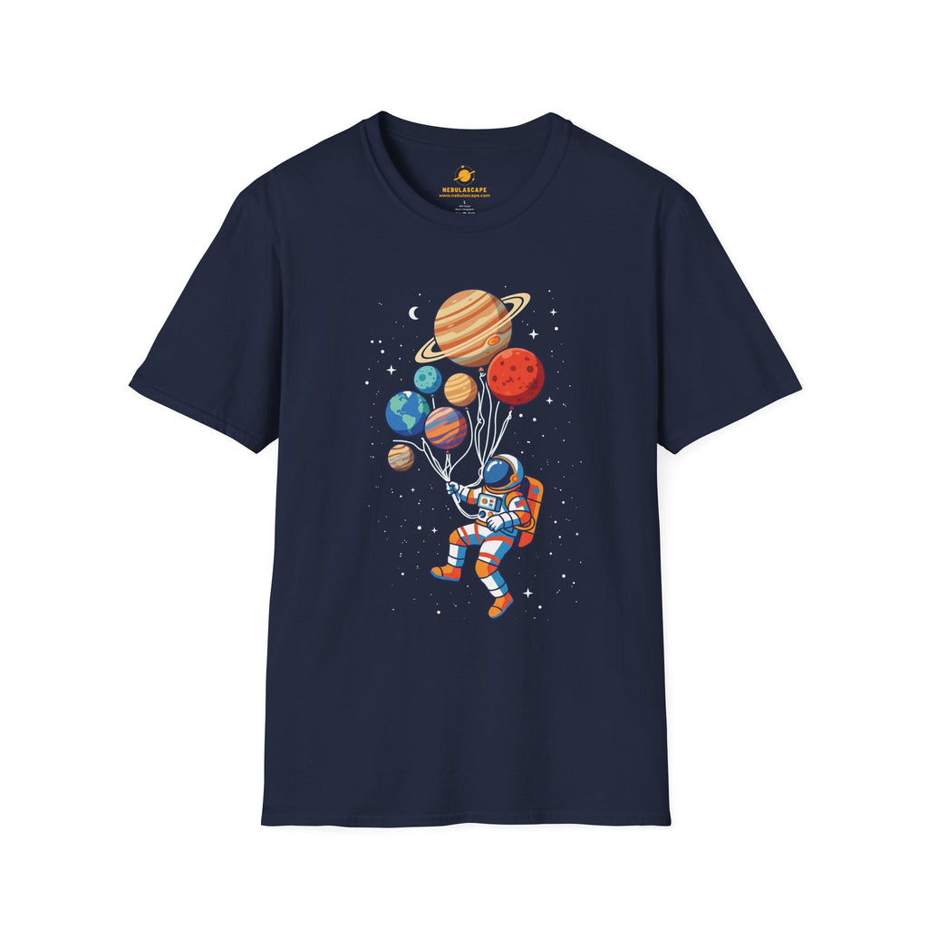 Astronaut Flying With Planet Balloons T-Shirt