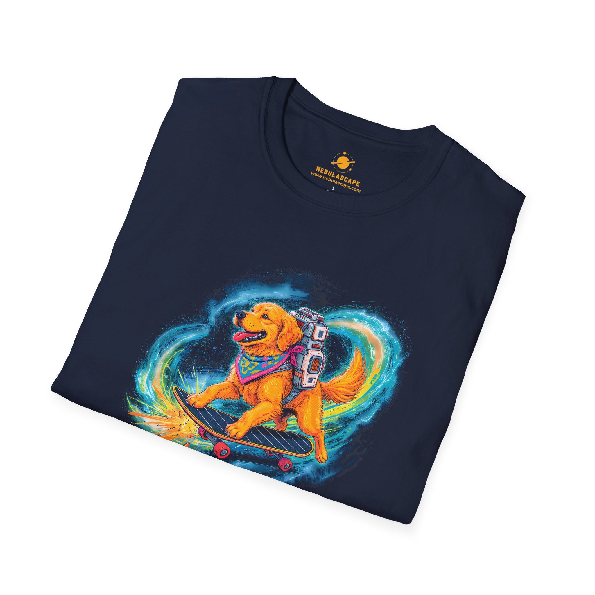 Cosmic Good Boy - Dog Skateboarding in Space T-Shirt