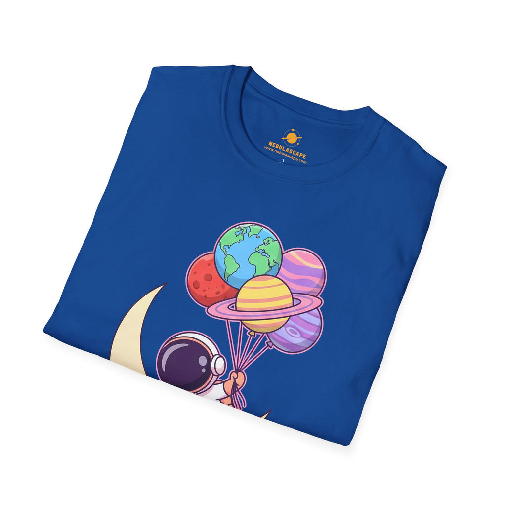 Flying to the Moon T-Shirt — Cute Astronaut Balloon Graphic Tee