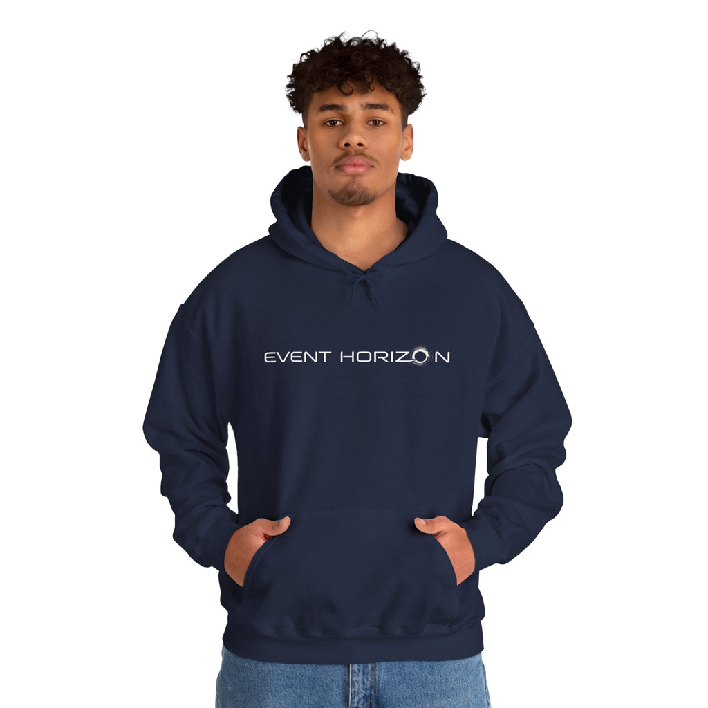 Event Horizon Hoodie — Minimal Sci‑Fi Logo Pullover