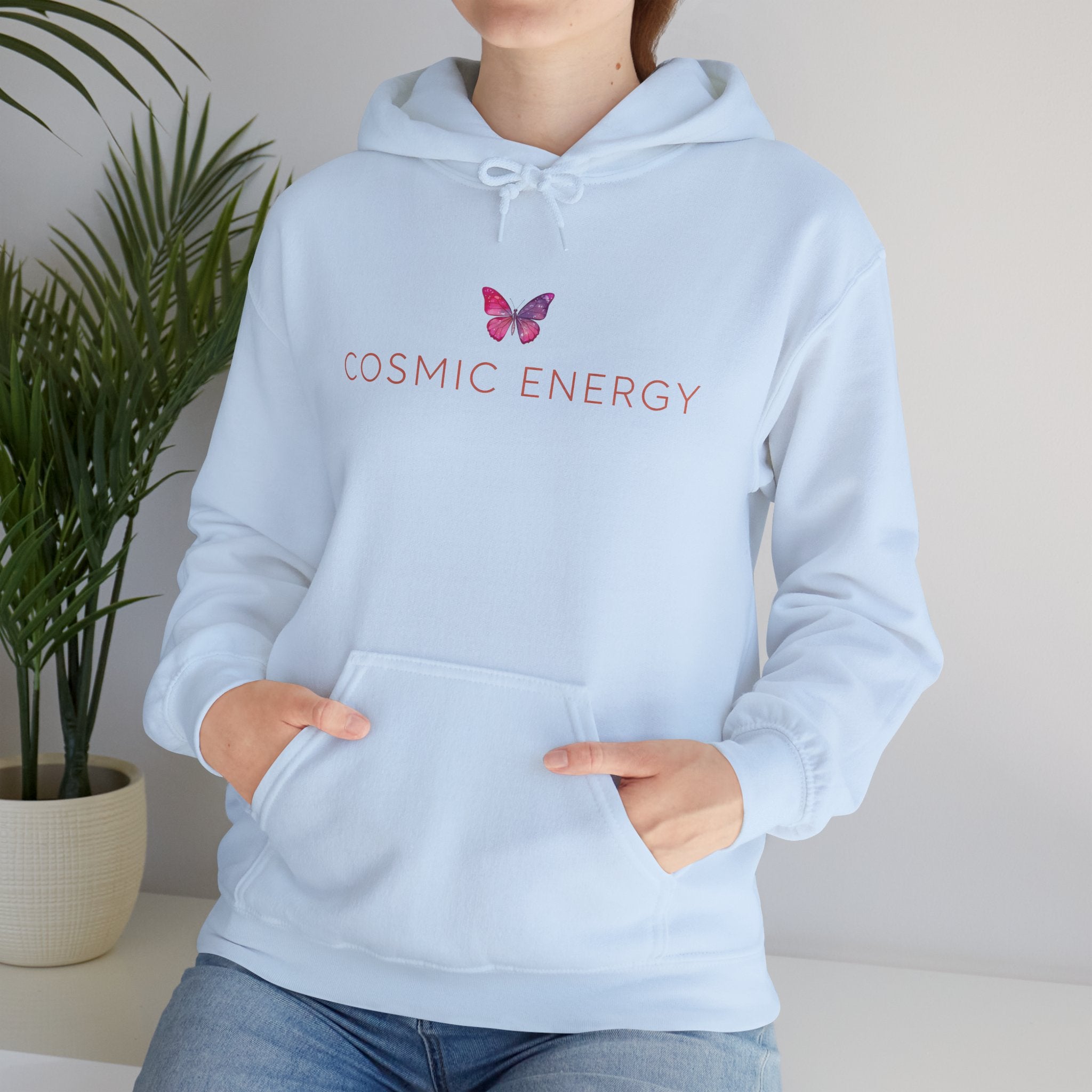 Cosmic Energy Hoodie — Pink Butterfly Spiritual Graphic Hoodie