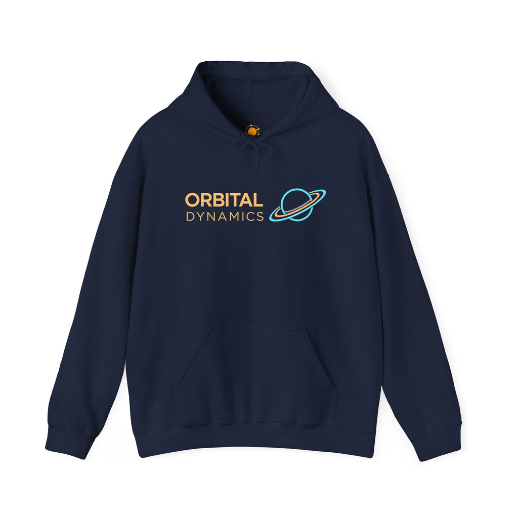 Orbital Dynamics Hoodie — Retro Planet Logo Space Sweatshirt