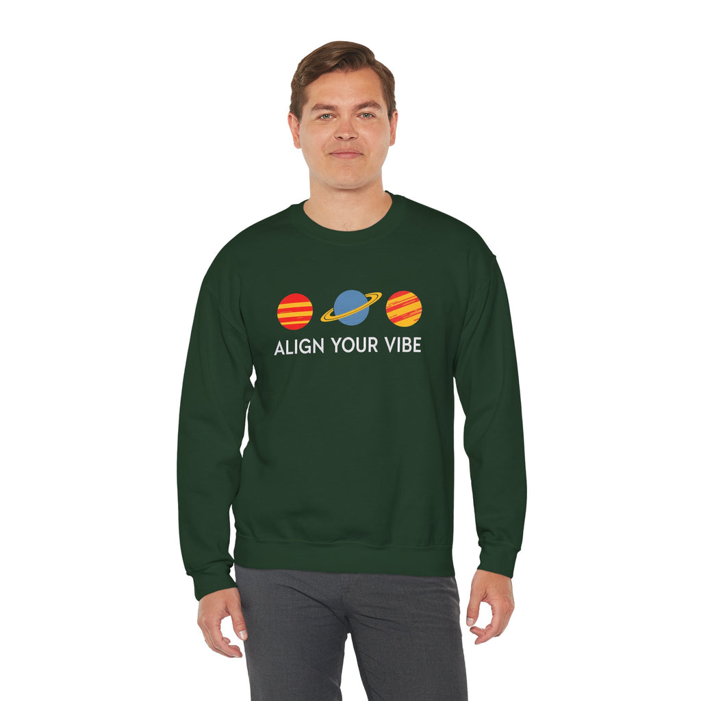 Align Your Vibe Crewneck Sweatshirt — Retro Planets Graphic