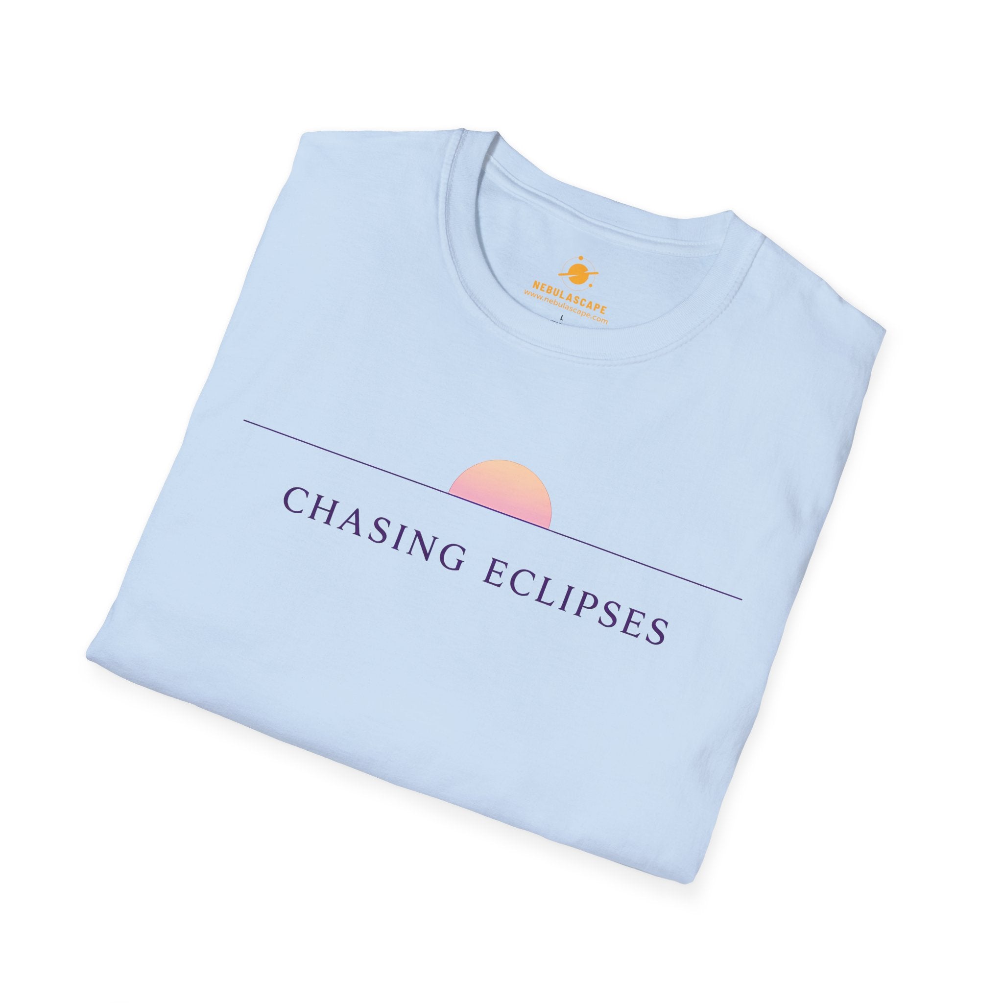 Chasing Eclipses Graphic Tee — Minimal Sunrise Moon Print T-Shirt