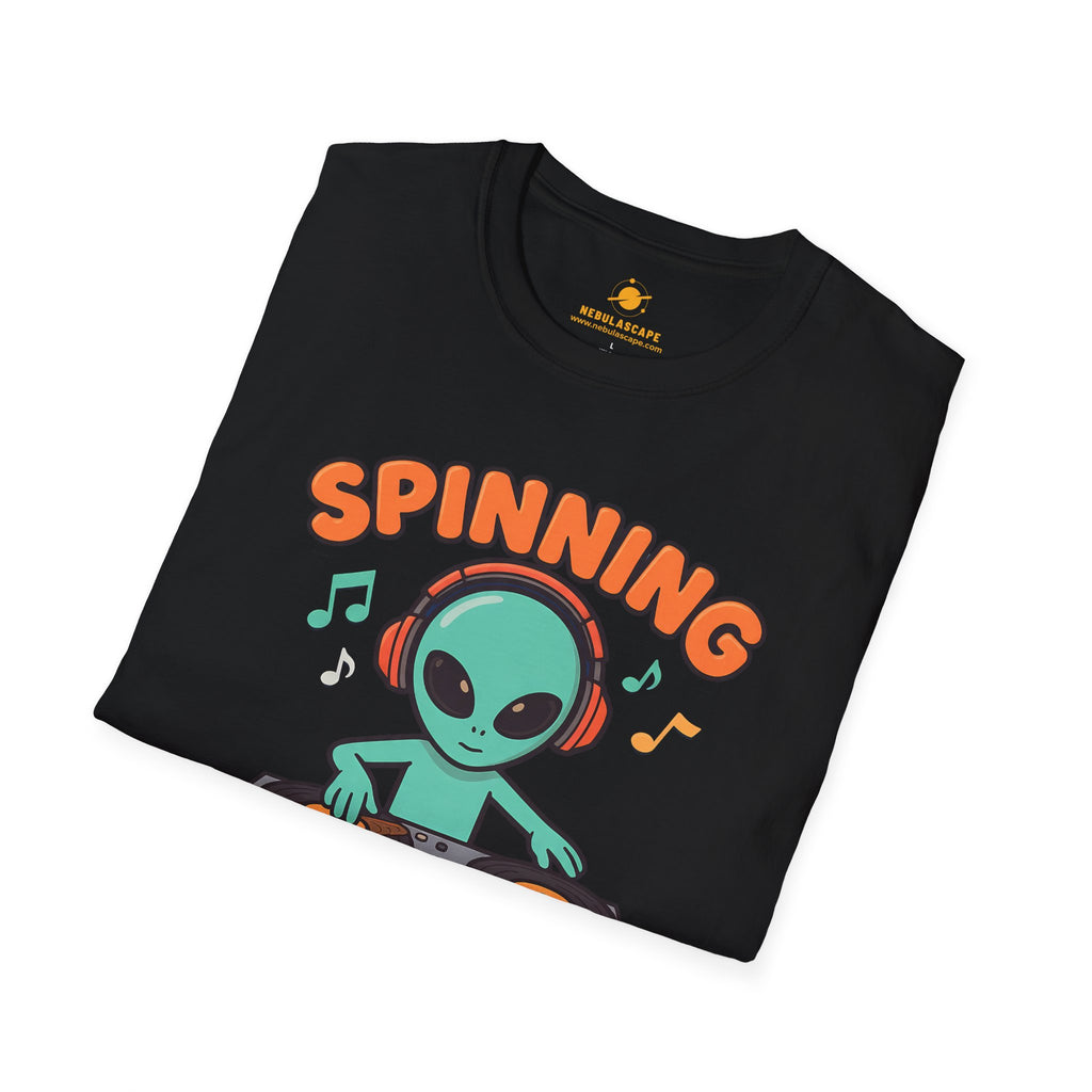 Spinning the Galaxy Alien DJ T-Shirt — Cute DJ Alien Graphic Tee