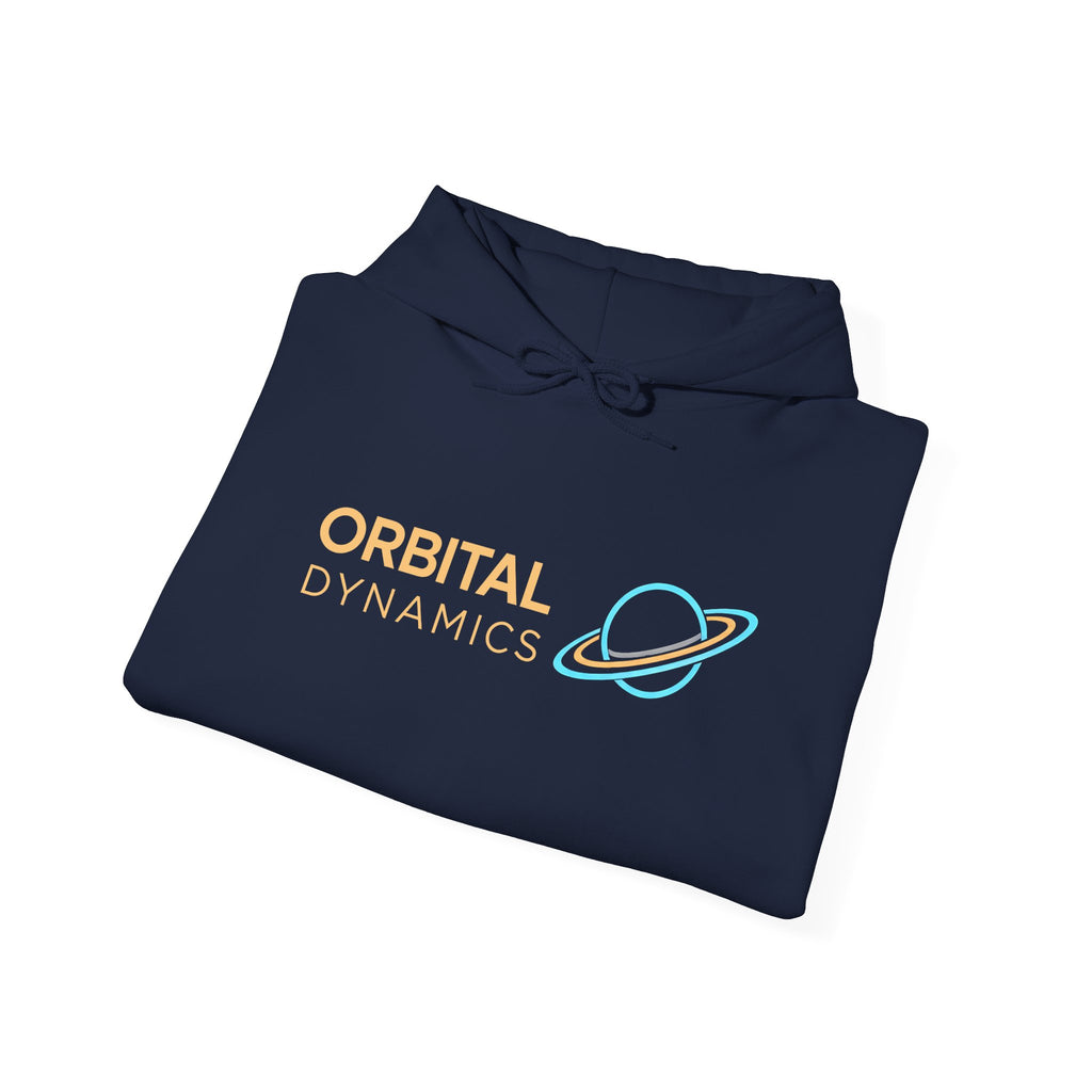Orbital Dynamics Hoodie — Retro Planet Logo Space Sweatshirt