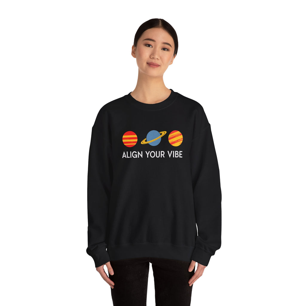 Align Your Vibe Crewneck Sweatshirt — Retro Planets Graphic